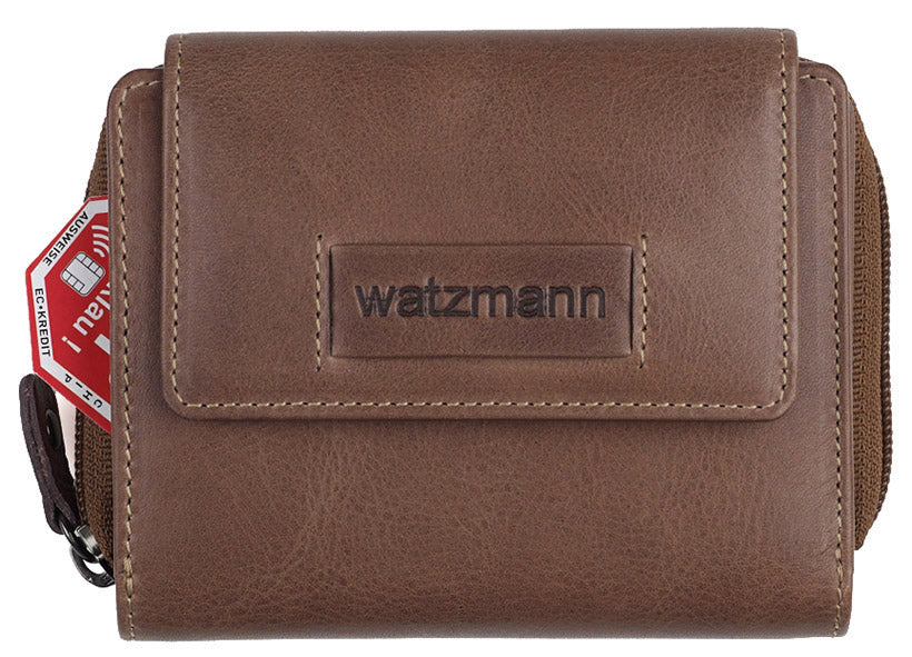 Taupefarbene Geldbörse mit Watzmann-Logo