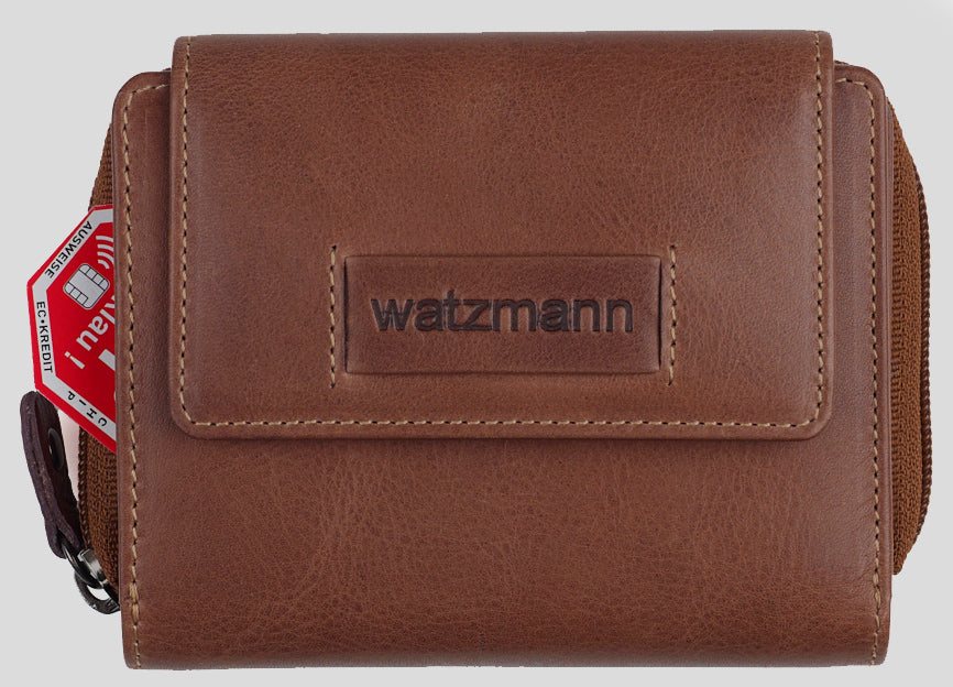 Cognacfarbene Geldbörse mit Watzmann-Logo
