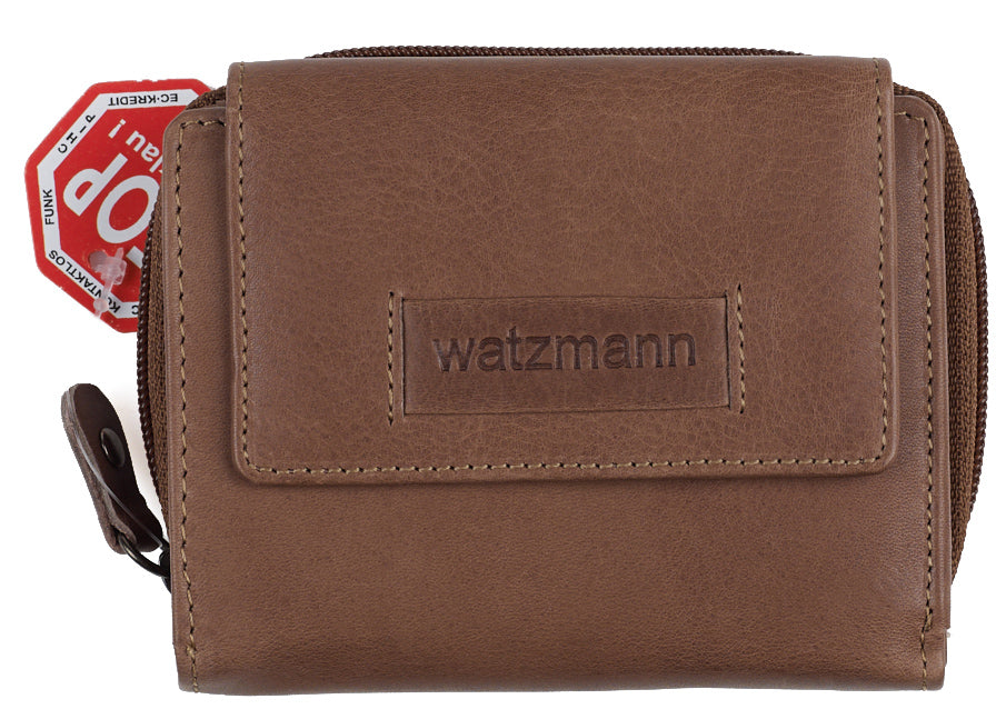 Taupefarbene Geldbörse mit Watzmann-Logo